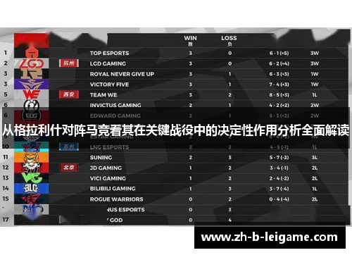 从格拉利什对阵马竞看其在关键战役中的决定性作用分析全面解读